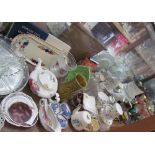 A large lot including part tea sets, decanters, glasses, vases, carnival glass,