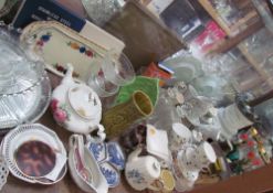 A large lot including part tea sets, decanters, glasses, vases, carnival glass,
