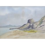 A watercolour of Lion Rock together with decorative prints