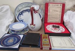 A Royal Doulton pottery meat plate together with other plates, jug,