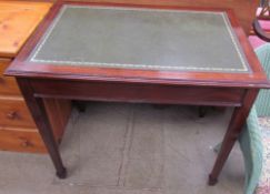 A late 19th century mahogany desk with a leather inset writing surface on square tapering legs and