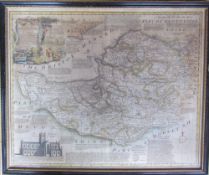 After Eman Bowen An Accurate map of Somersetshire Later hand coloured Together with a John Ogilby