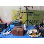 A sign for “The House of Line” together with a music stand, pottery charger, jewellery boxes,