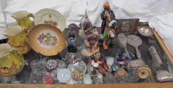 Assorted Royal Doulton figures including The lobster Man, The Professor, Blue Beard etc,