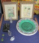 Copeland plates together with decorative prints,