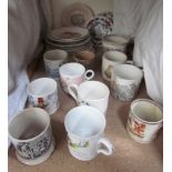 Children's china - assorted pottery mugs,