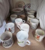 Children's china - assorted pottery mugs,