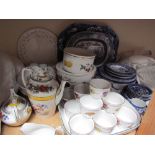 Assorted blue and white pottery including Spode,