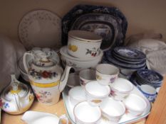 Assorted blue and white pottery including Spode,