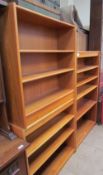 Five assorted teak bookcases,