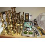 Brass candlesticks,