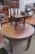 A pair of George III mahogany D shaped table ends on square legs together with a George III