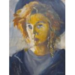 J Andrews Head and shoulders portrait of a young lady Oil on board Signed Together with a signed