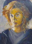 J Andrews Head and shoulders portrait of a young lady Oil on board Signed Together with a signed