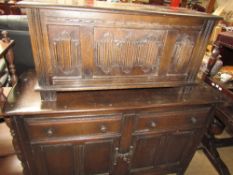 A 20th century oak coffer together with a 20th century oak dresser base