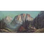 F Schmidt A mountainous landscape Oil on canvas Signed