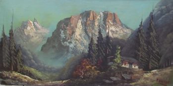 F Schmidt A mountainous landscape Oil on canvas Signed