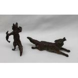 After Franz Bergman A fox with a gun over his shoulder and a pheasant in hand Cold painted bronze,