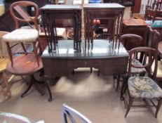 A 20th mahogany dressing table together two nests of tables,