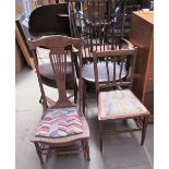 A George III mahogany corner washstand, together with a spindle back kitchen armchair,