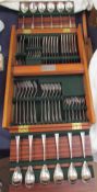 A cased Oneida stainless steel flatware service