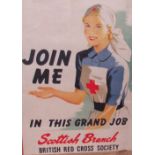 A British Red Cross poster together with a collection of pictures