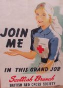 A British Red Cross poster together with a collection of pictures