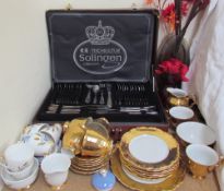 A Solingen cased flatware service together with A Windsor Windswept pattern part tea set,