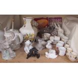 Assorted Lladro and Nao figures, part coffee sets, part tea service,