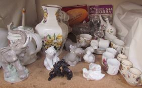 Assorted Lladro and Nao figures, part coffee sets, part tea service,