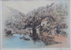 After R H Smallridge Lynmouth An Etching Signed in pencil to the margin,