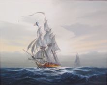 J Macloed A Man of War Oil on canvas Signed Together with a large quantity of paintings,