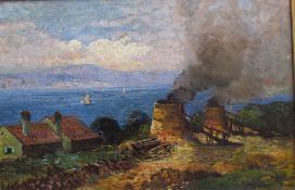 20th century continental school A seascape with kilns in the foreground Oil on canvas