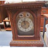 An Edwardian mantle clock, with a chime silent dial,