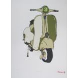 Jason D Olive Scooter A limited edition print No2/50 Together with Green Scooter and Blue