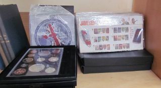 A collection of Royal Mint stamps including James Bond, Harry Potter, Enid Blyton, Christmas issues,