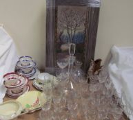 Carltonware leaf dishes together with part tea sets, decanter, glasswares,