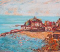 Vernon Hurford Tenby Harbour Oil on board Signed Together with a watercolour by D.E.H.