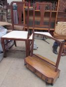 A pair of Edwardian mahogany dining chairs together with 19th century mahogany toilet mirror