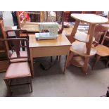 A pair of bedroom chairs together with a Capri electric sewing machine and table,