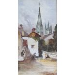 Raymond Berrow Llandaff Cathedral Watercolour Signed Together with a watercolour by Lady Berrow,