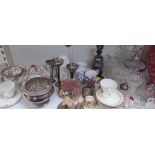 A silver overlaid liqueur set, together with Lilliput lane cottages, assorted glasswares,