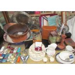 Assorted Masonic memorabilia together with a copper coal scuttle, Corgi cars, AA badge,