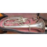 An electroplated three valve euphonium,