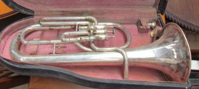 An electroplated three valve euphonium,