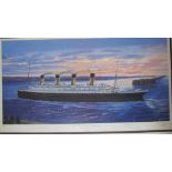 After Simon Fisher The Titanic arriving at Cherbourg A Limited edition print No.