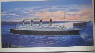 After Simon Fisher The Titanic arriving at Cherbourg A Limited edition print No.