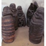 Six Bamboo root carvings of dignitaries