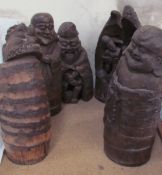 Six Bamboo root carvings of dignitaries