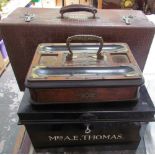 A leather gentleman's case with electroplated fittings,
